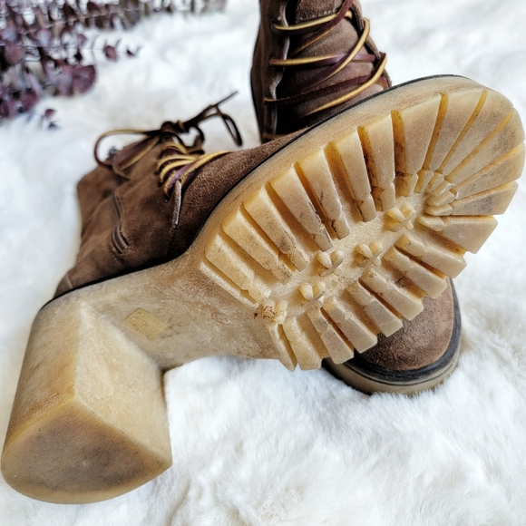 💋LAST CHANCE💋 Free People Suede Lace Up Lug Sole Platform Boots size 8.5 EU 39 - Picture 7 of 9